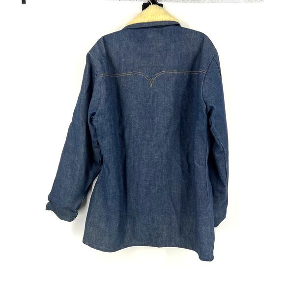 Vintage Key Imperial Wool Lined Denim Winter Heavy Coat Buttoned Men's XL - Picture 2 of 11